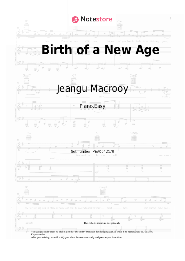 Birth of a New Age - Jeangu Macrooy Piano Sheet Music Easy - Piano.Easy