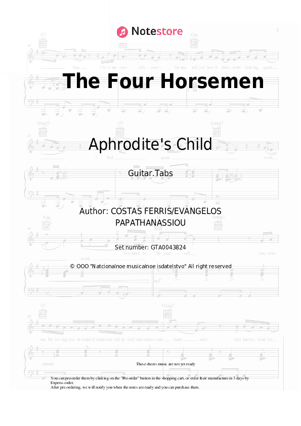 The Four Horsemen - Aphrodite's Child Tabs - Guitar.Tabs