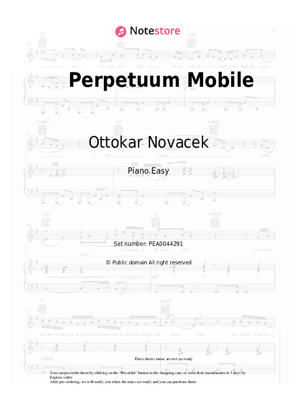 Perpetuum Mobile - Ottokar Novacek Piano Sheet Music Easy - Piano.Easy