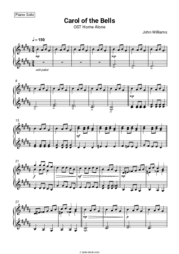 Carol of the Bells (OST Home Alone) - John Williams Piano Sheet Music - Piano.Solo