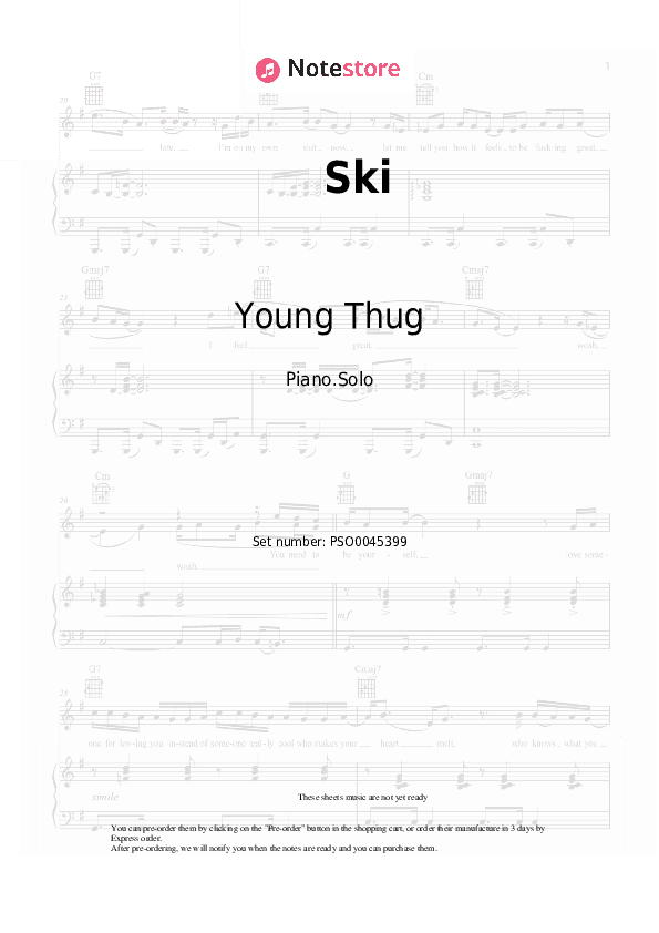 Ski - Young Thug, Gunna Piano Sheet Music - Piano.Solo