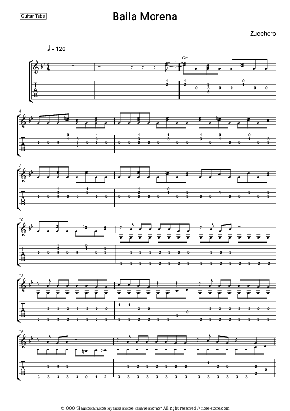 Baila Morena - Zucchero Tabs - Guitar.Tabs