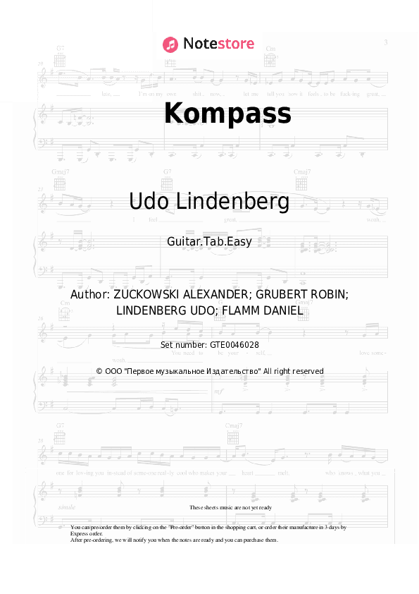 Kompass - Udo Lindenberg Tabs Easy - Guitar.Tab.Easy
