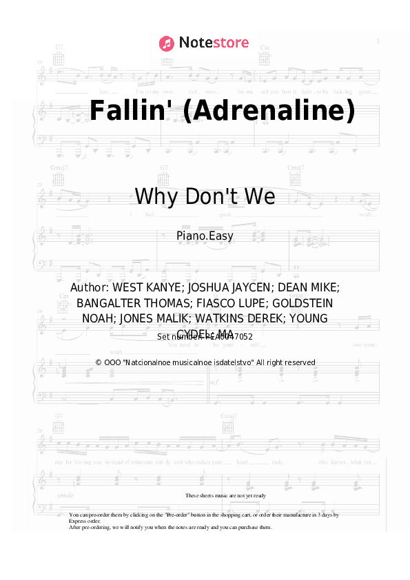 Fallin' (Adrenaline) - Why Don't We Piano Sheet Music Easy - Piano.Easy