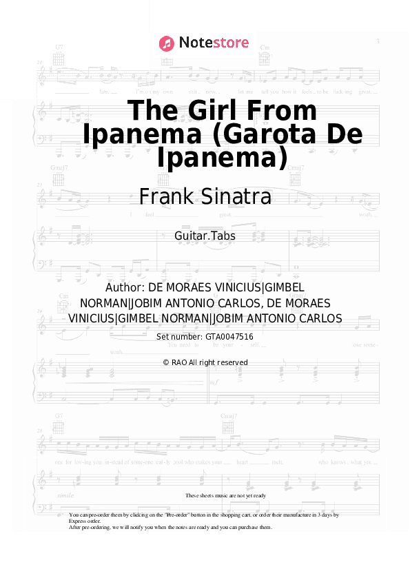 The Girl From Ipanema (Garota De Ipanema) - Frank Sinatra, Antonio Carlos Jobim Tabs - Guitar.Tabs