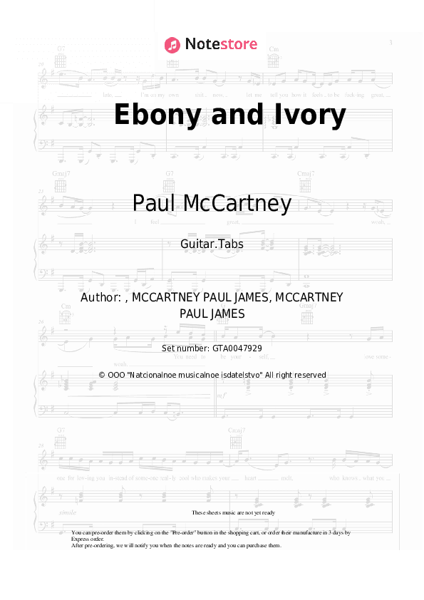 Ebony and Ivory - Paul McCartney, Stevie Wonder Tabs - Guitar.Tabs