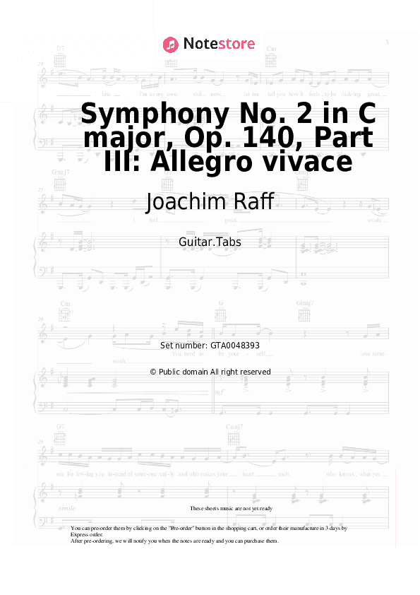 Symphony No. 2 in C major, Op. 140, Part III: Allegro vivace - Joachim Raff Tabs - Guitar.Tabs