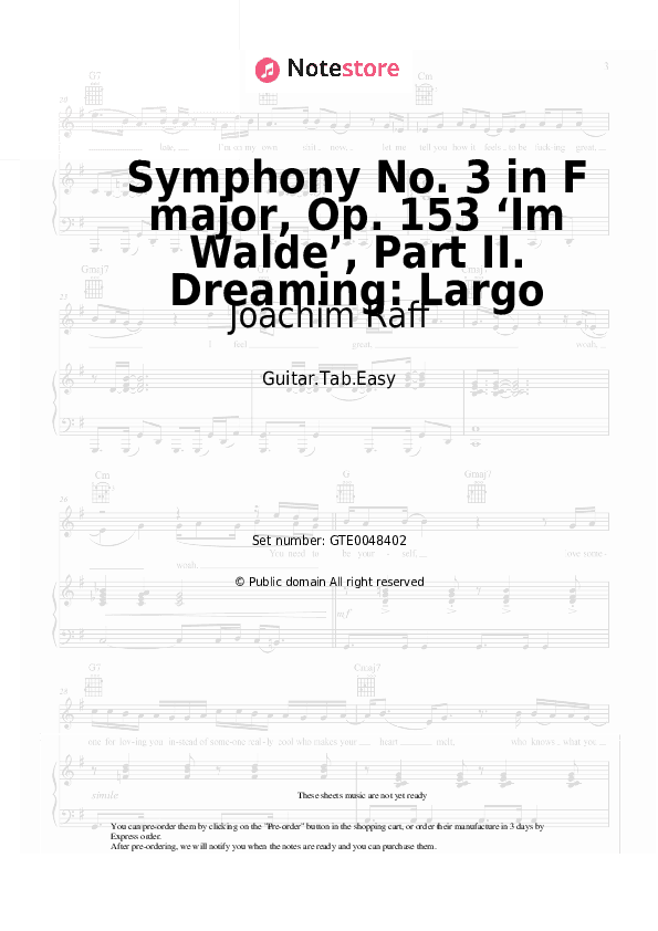 Symphony No. 3 in F major, Op. 153 ‘Im Walde’, Part II. Dreaming: Largo - Joachim Raff Tabs Easy - Guitar.Tab.Easy