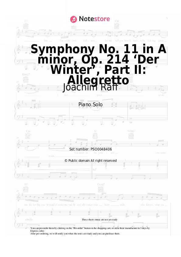 Symphony No. 11 in A minor, Op. 214 ‘Der Winter’, Part II: Allegretto - Joachim Raff Piano Sheet Music - Piano.Solo