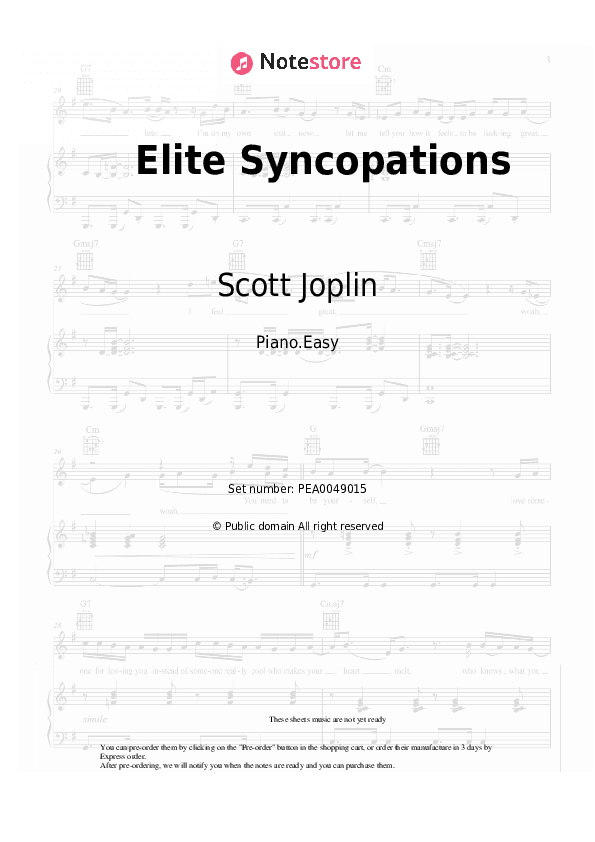 Elite Syncopations - Scott Joplin Piano Sheet Music Easy - Piano.Easy