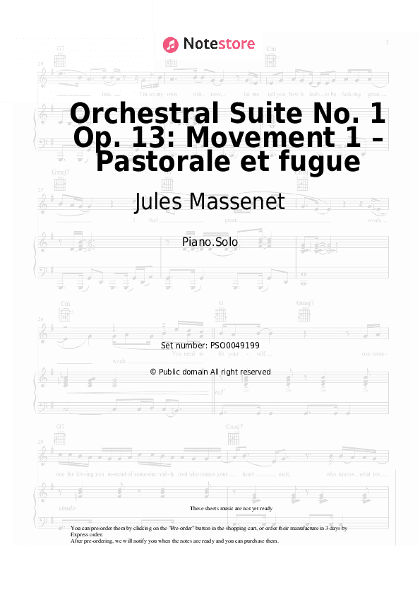 Orchestral Suite No. 1 Op. 13: Movement 1 – Pastorale et fugue - Jules Massenet Piano Sheet Music - Piano.Solo