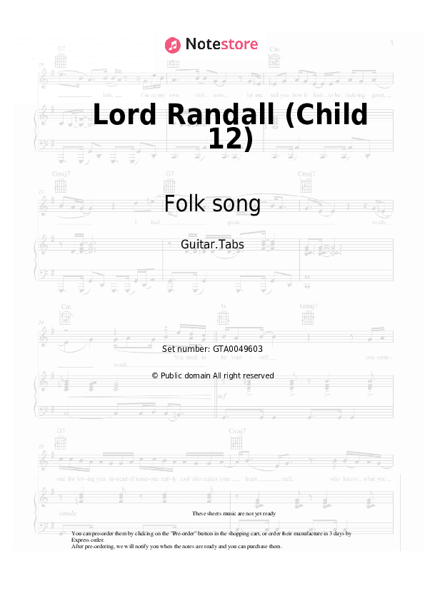 Lord Randall - Folk song Tabs - Guitar.Tabs