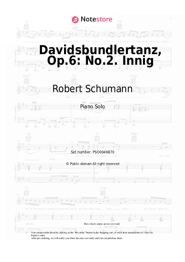 Davidsbundlertanz, Op.6: No.2. Innig - Robert Schumann Piano Sheet Music - Piano.Solo