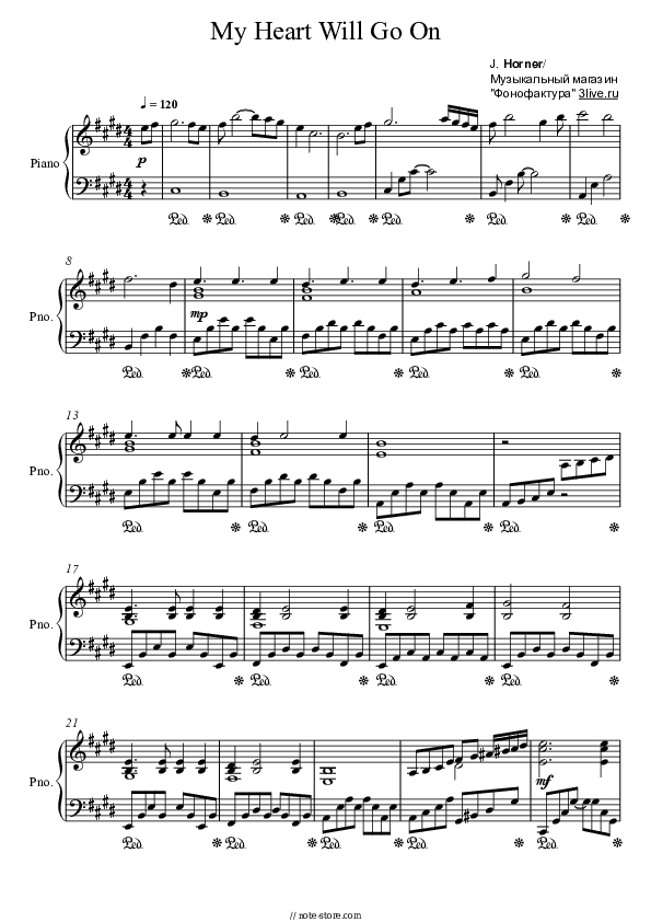 My Heart Will Go On (Titanic Soundtrack OST) - Celine Dion Piano Sheet Music - Piano.Solo