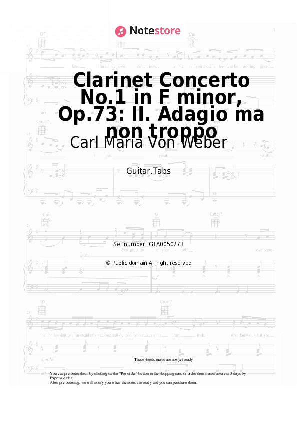 Clarinet Concerto No.1 in F minor, Op.73: II. Adagio ma non troppo - Carl Maria Von Weber Tabs - Guitar.Tabs