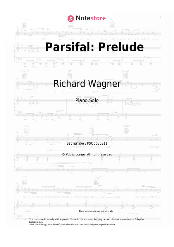 Parsifal: Prelude - Richard Wagner Piano Sheet Music - Piano.Solo