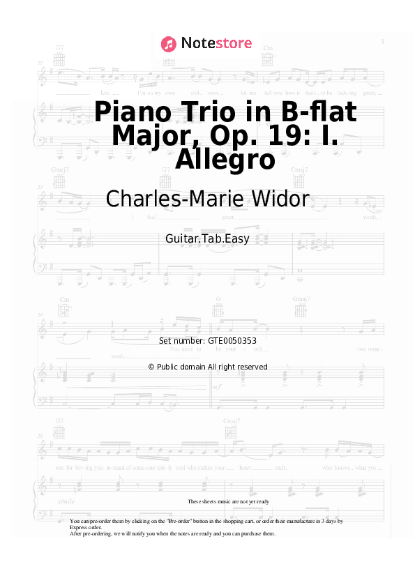 Piano Trio in B-flat Major, Op. 19: I. Allegro - Charles-Marie Widor Tabs Easy - Guitar.Tab.Easy