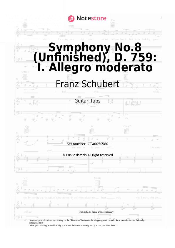 Symphony No.8 (Unfinished), D. 759: I. Allegro moderato - Franz Schubert Tabs - Guitar.Tabs