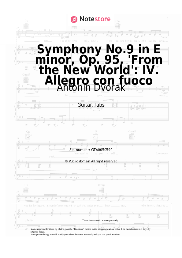 Symphony No.9 in E minor, Op. 95, 'From the New World': IV. Allegro con fuoco - Antonin Dvorak Tabs - Guitar.Tabs