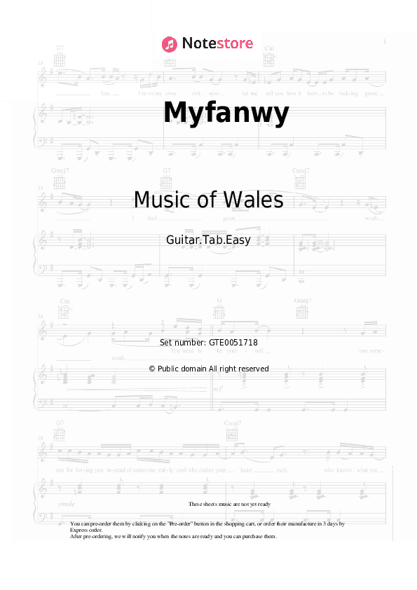 Myfanwy - Music of Wales Tabs Easy - Guitar.Tab.Easy