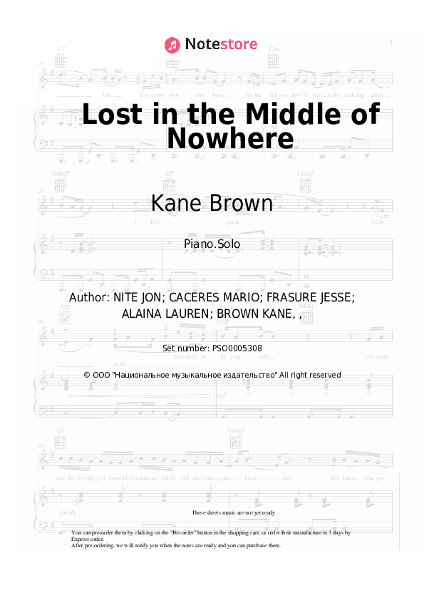 Lost in the Middle of Nowhere - Kane Brown, Becky G Piano Sheet Music - Piano.Solo
