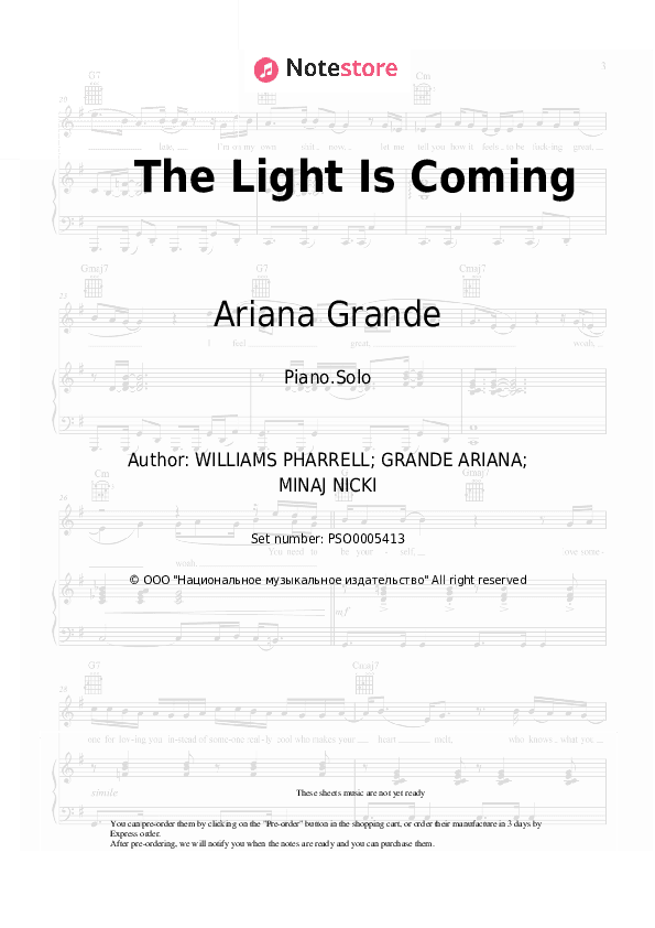 The Light Is Coming - Ariana Grande, Nicki Minaj Piano Sheet Music - Piano.Solo