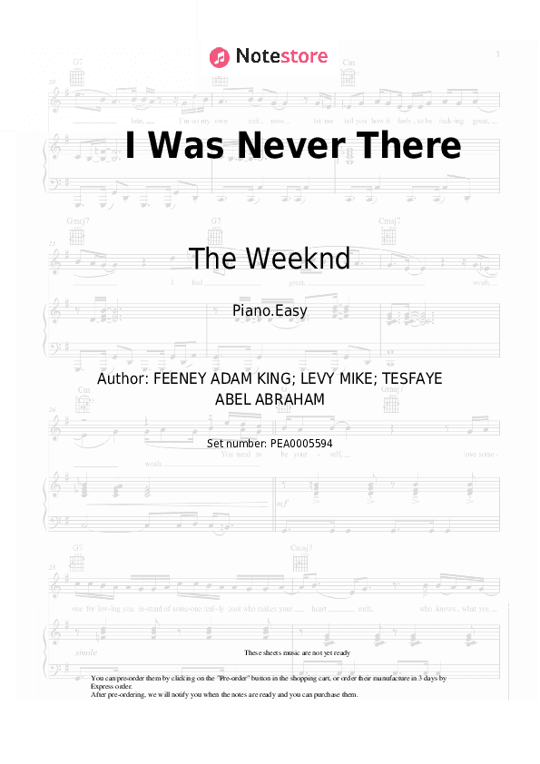 I Was Never There - The Weeknd, Gesaffelstein Piano Sheet Music Easy - Piano.Easy