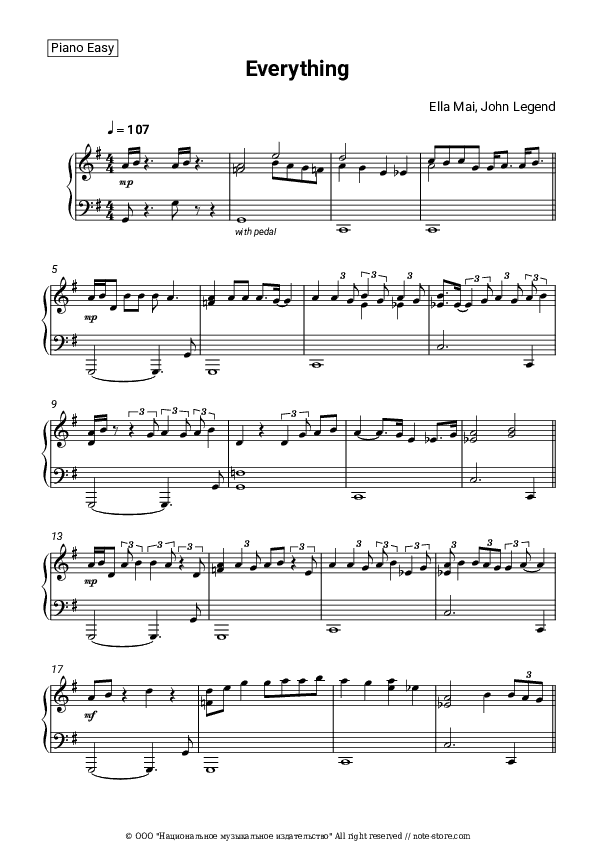 Everything - Ella Mai, John Legend Piano Sheet Music Easy - Piano.Easy