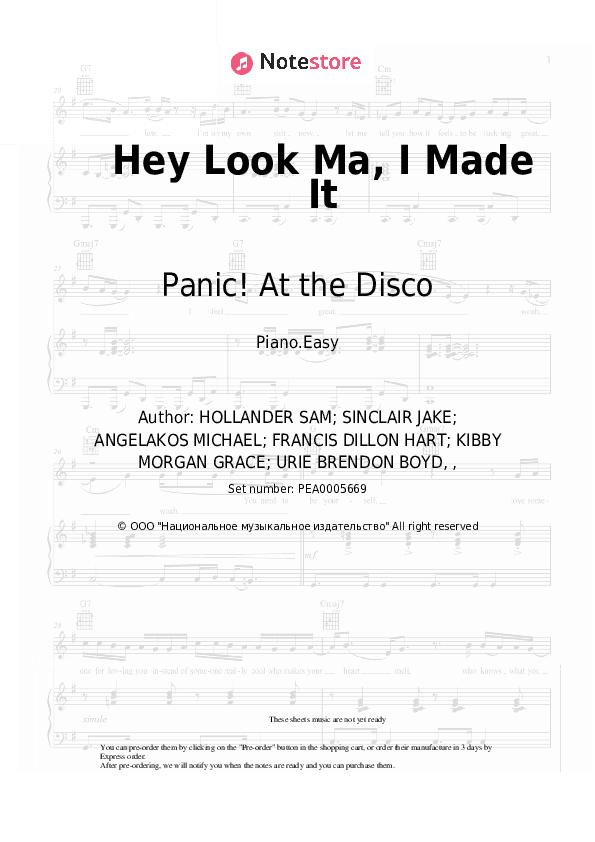 Hey Look Ma, I Made It - Panic! At the Disco Piano Sheet Music Easy - Piano.Easy