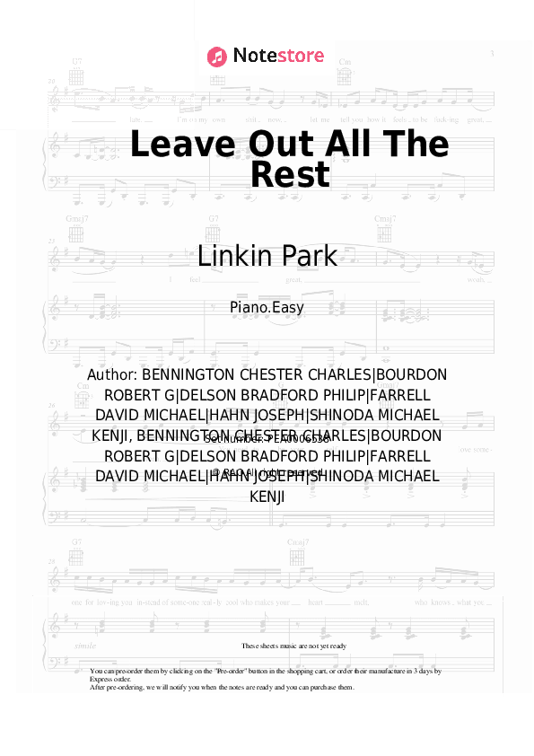 Leave Out All The Rest - Linkin Park Piano Sheet Music Easy - Piano.Easy