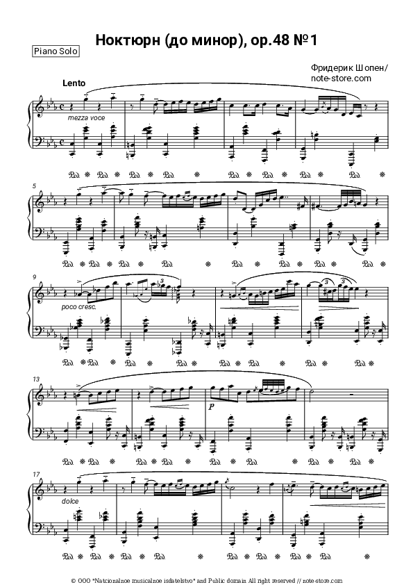 Nocturne (C minor), op.48 No. 1 - Frederic Chopin Piano Sheet Music - Piano.Solo