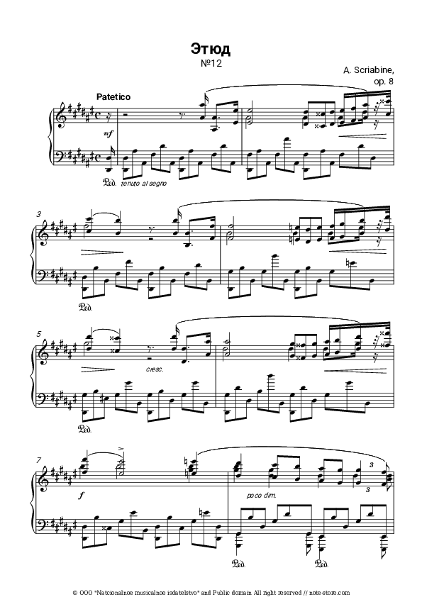 Etude in D-sharp minor Revolutionary op. 8 №12 - Alexander Scriabin Piano Sheet Music - Piano.Solo