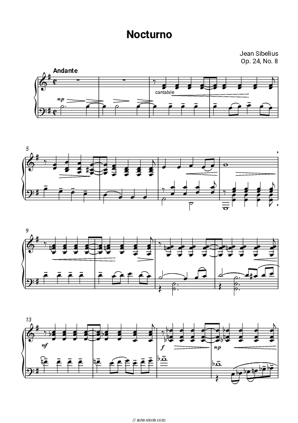 Nocturne Op. 24 No. 8 - Jean Sibelius Piano Sheet Music - Piano.Solo