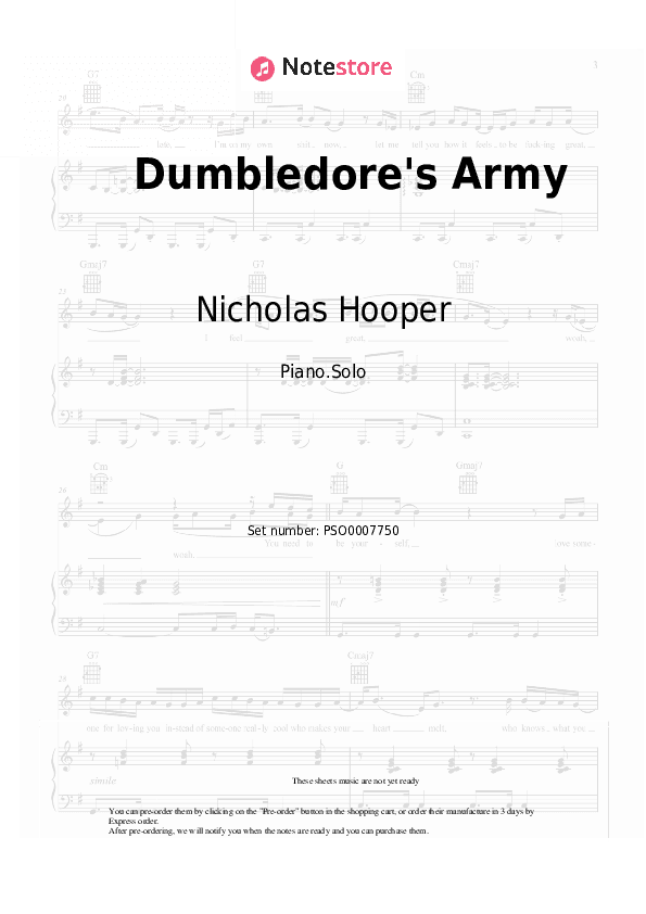 Dumbledore's Army - Nicholas Hooper Piano Sheet Music - Piano.Solo