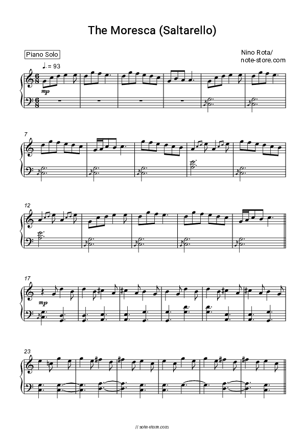 The Moresca (Saltarello) - Nino Rota Piano Sheet Music - Piano.Solo