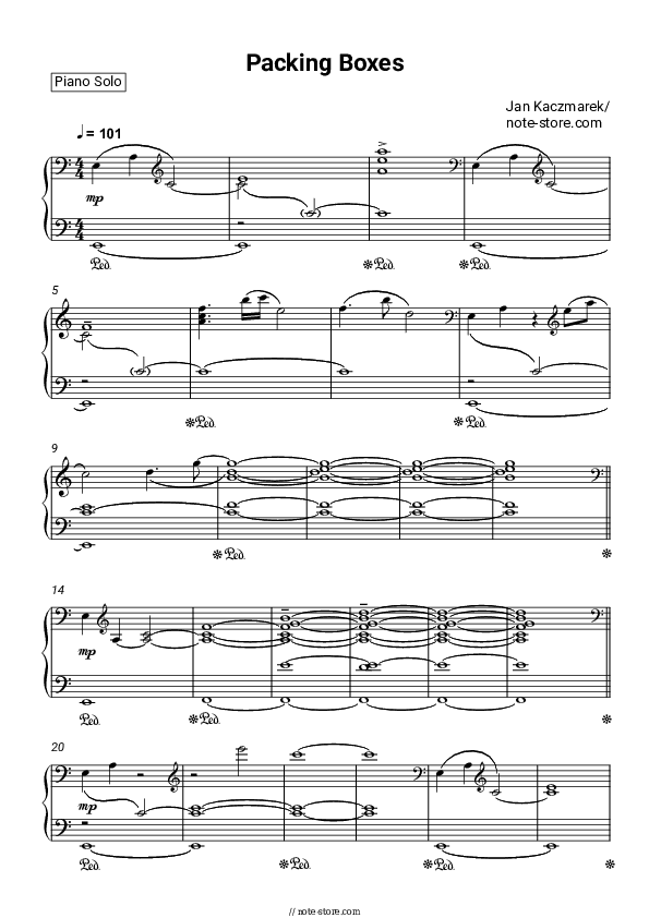 Packing Boxes - Jan Kaczmarek Piano Sheet Music - Piano.Solo