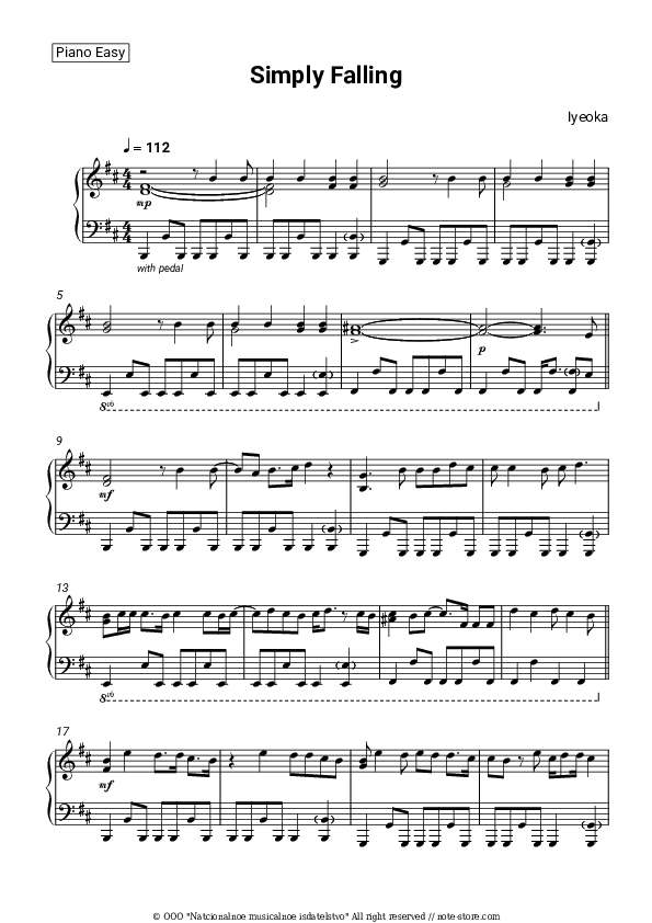 Simply Falling - Iyeoka Piano Sheet Music Easy - Piano.Easy