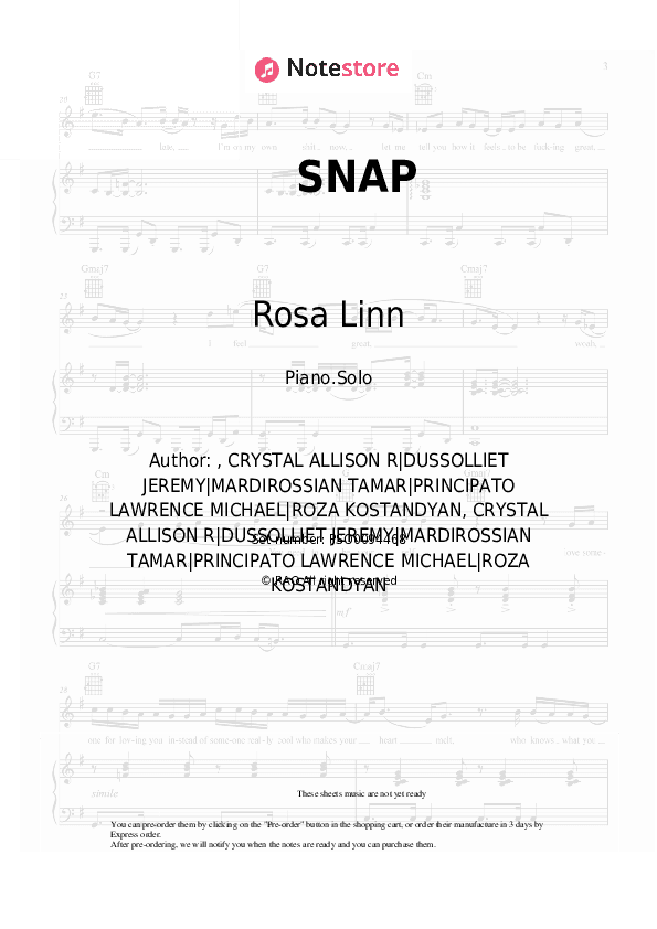 SNAP - Rosa Linn Piano Sheet Music - Piano.Solo
