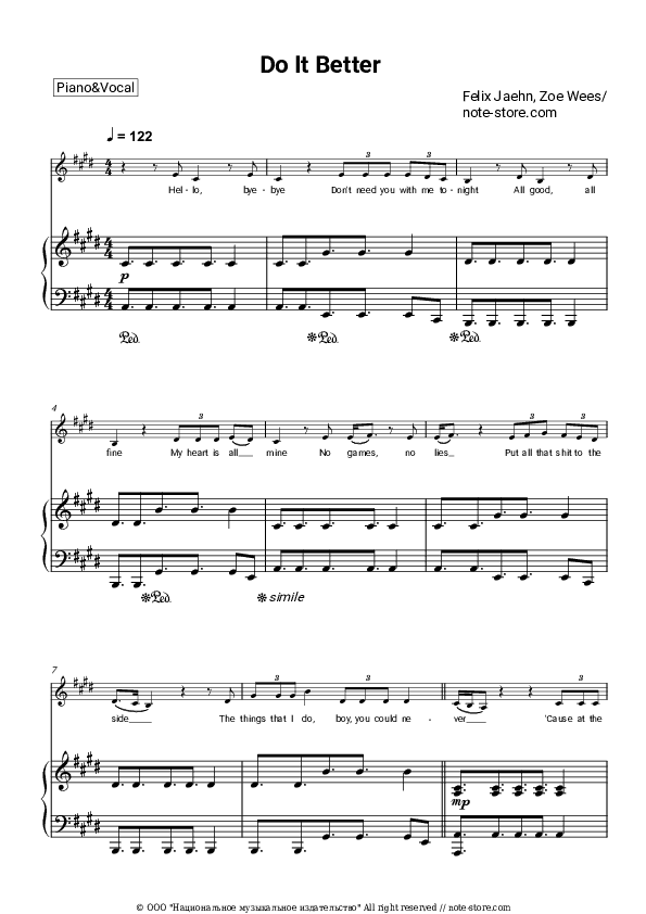 Do It Better - Felix Jaehn, Zoe Wees Piano Sheet Music with the Voice part - Piano&Vocal