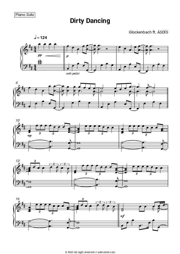 Dirty Dancing - Glockenbach, ASDÍS Piano Sheet Music - Piano.Solo