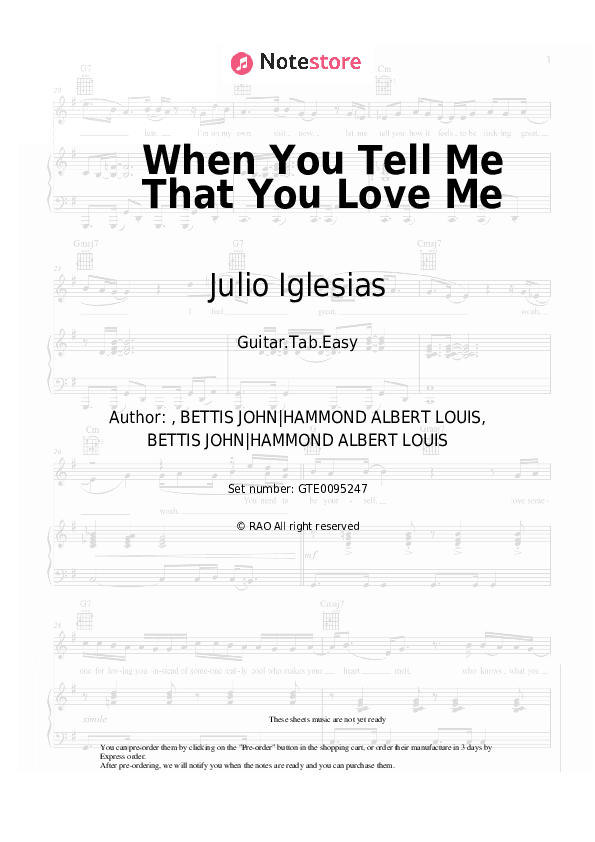 When You Tell Me That You Love Me - Julio Iglesias, Dolly Parton Tabs Easy - Guitar.Tab.Easy