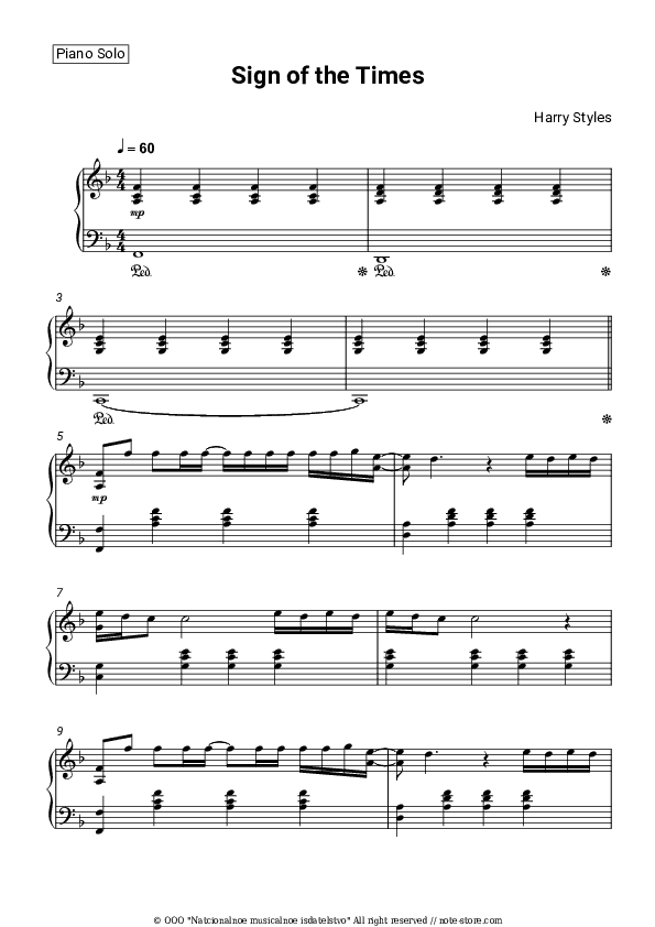 Sign of the Time - Harry Styles Piano Sheet Music - Piano.Solo