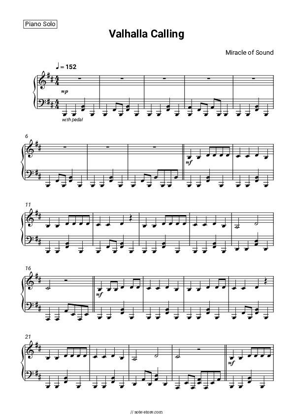 Valhalla Calling - Miracle of Sound Piano Sheet Music - Piano.Solo