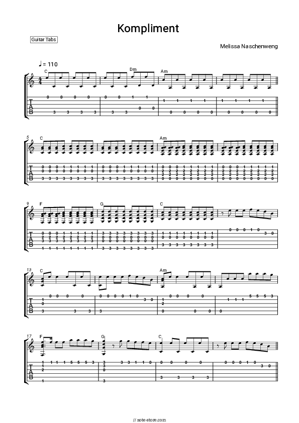 Kompliment - Melissa Naschenweng Tabs - Guitar.Tabs