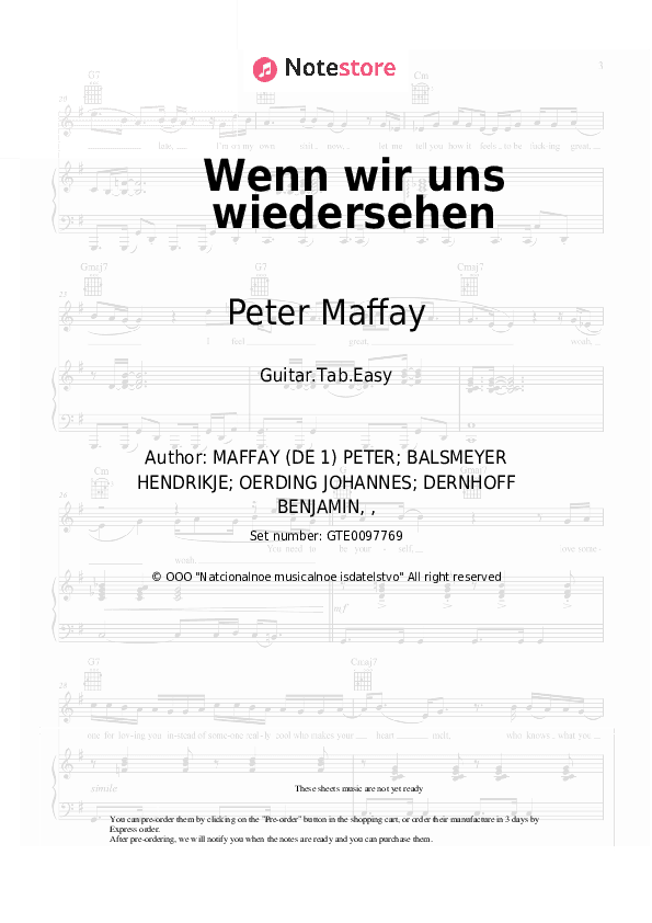 Wenn wir uns wiedersehen - Peter Maffay Tabs Easy - Guitar.Tab.Easy