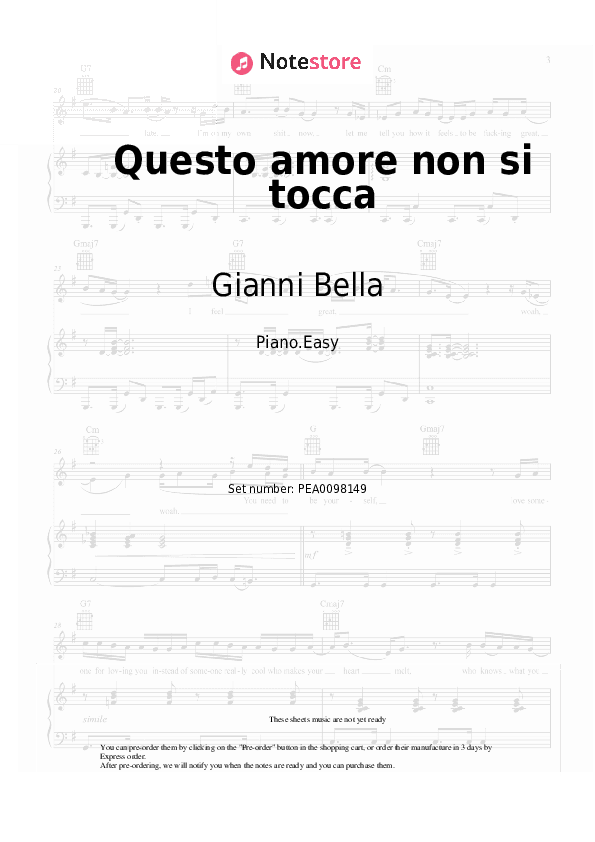 Questo amore non si tocca - Gianni Bella Piano Sheet Music Easy - Piano.Easy