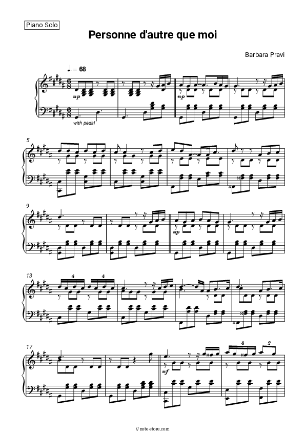 Personne d'autre que moi - Barbara Pravi Piano Sheet Music - Piano.Solo