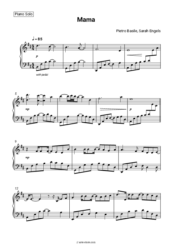 Mama - Pietro Basile, Sarah Engels Piano Sheet Music - Piano.Solo