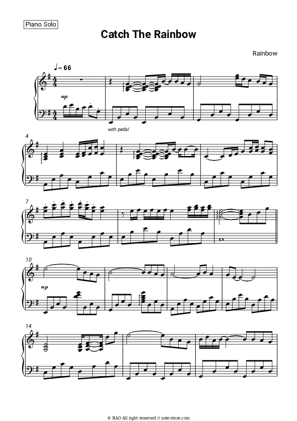 Catch The Rainbow - Rainbow Piano Sheet Music - Piano.Solo