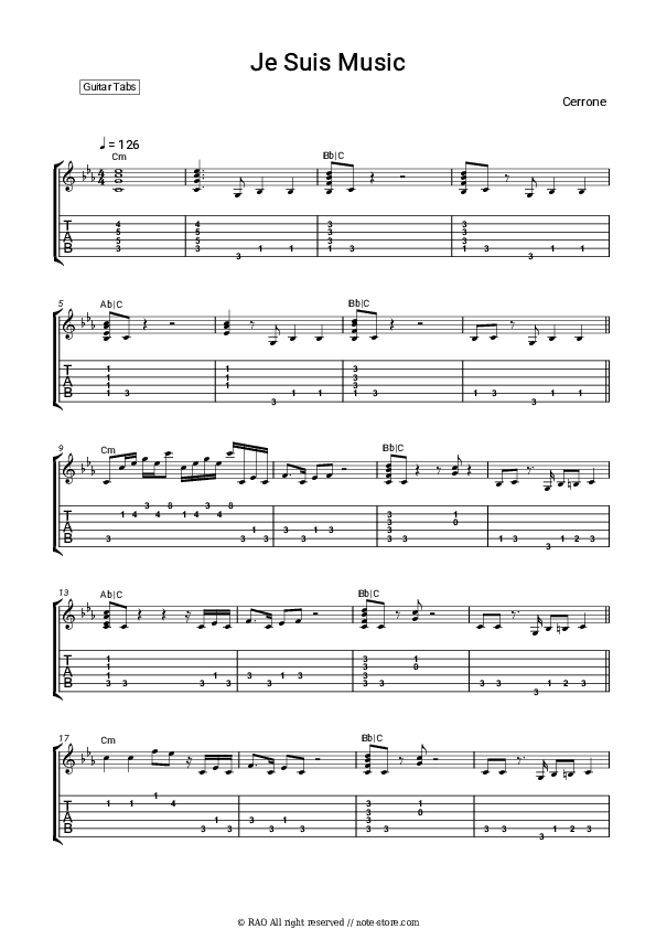 Je Suis Music - Cerrone Tabs - Guitar.Tabs
